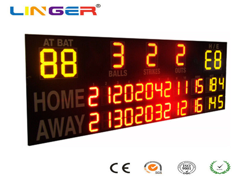 Outside UV Protection 12 / 20 Inch LED Electronic Baseball Scoreboard In Yellow And Red Color