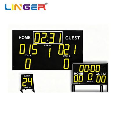 Gele Basketbal LED Scorebord met Mini Repeater en Schotklok